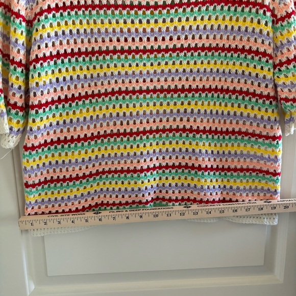 8 Birdies rainbow open weave sweater XL EUC - Picture 4 of 5